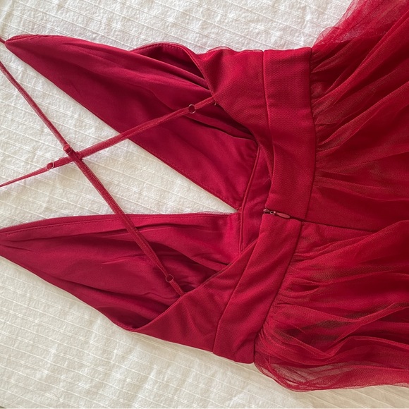 Windsor | Red Deep V Plunge Double Slip Maxi Gown Dress size Small - Picture 5 of 6